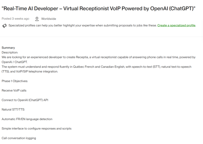 Voice & Call automation job example